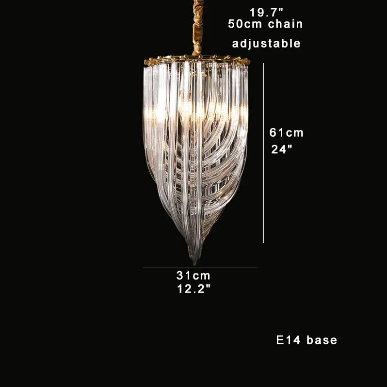 Afralia™ Modern Curved Glass Crystal Chandelier for Elegant Living Room & Dining Room Decor