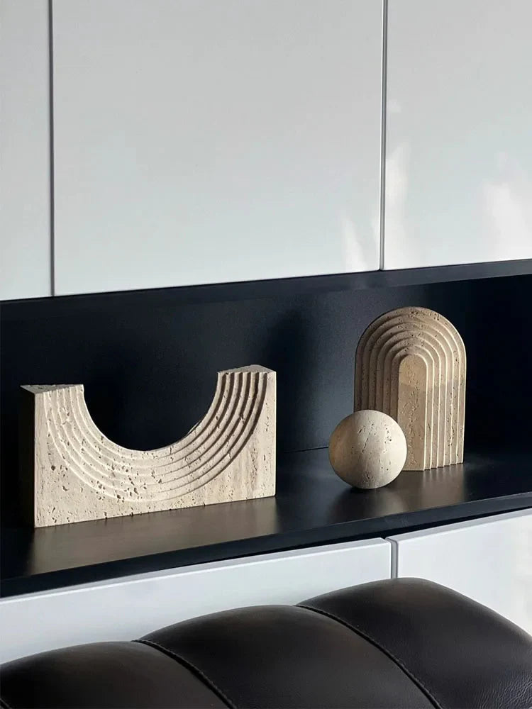Afralia™ Luxury Marble Sculptures for Home Decor - Minimalist Travertine Ornaments for Stylish Living Spaces