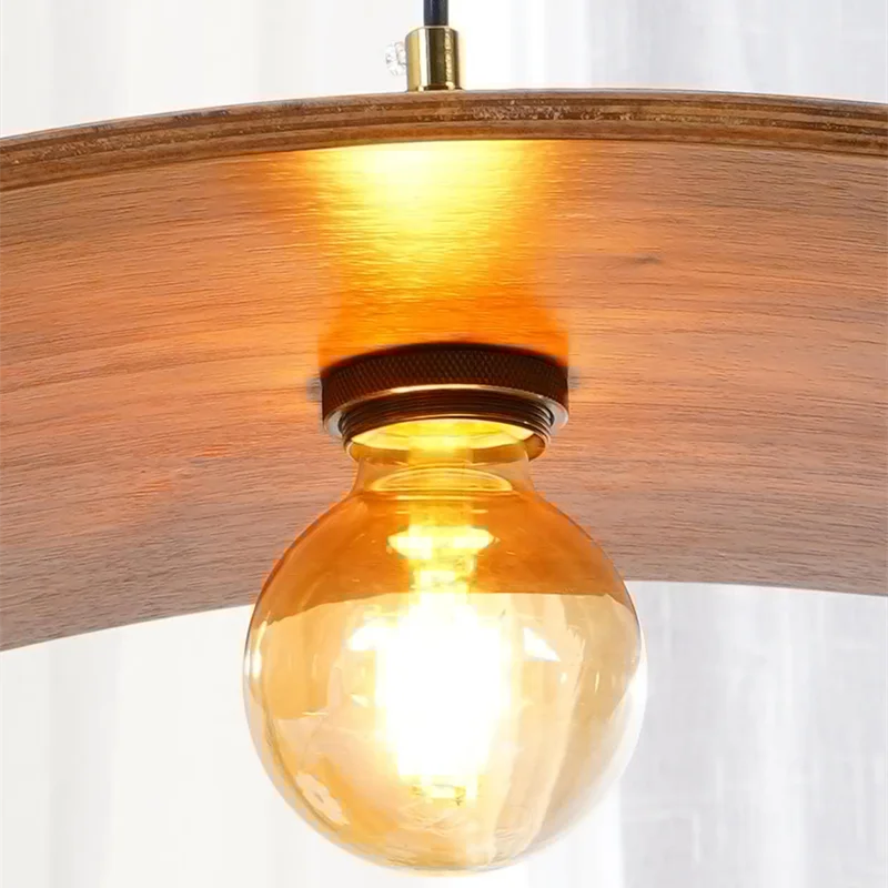 Afralia™ Solid Wood Pendant Light - Japanese Style Retro E27 Hanging Lamp