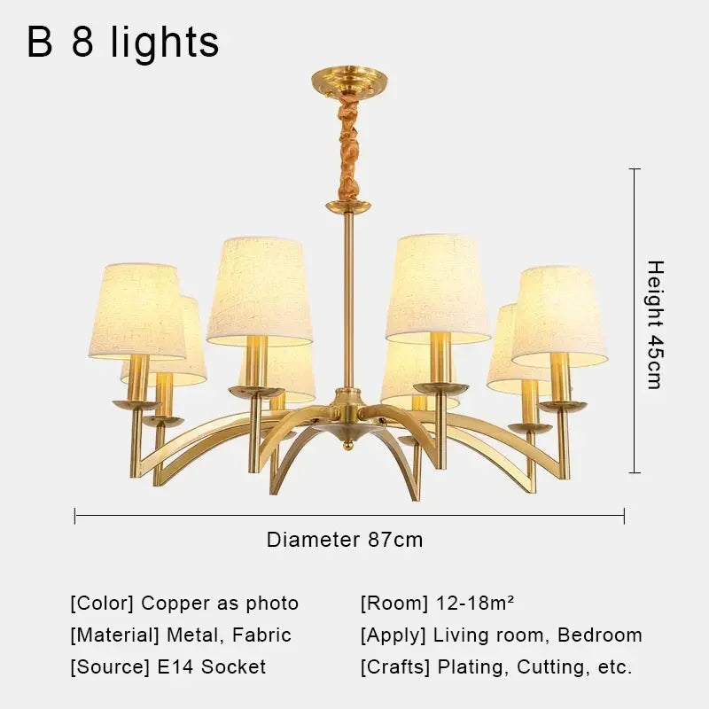 Afralia™ Retro Fabric Chandelier Ceiling Pendant Light for Living Room Kitchen Bedroom Dining