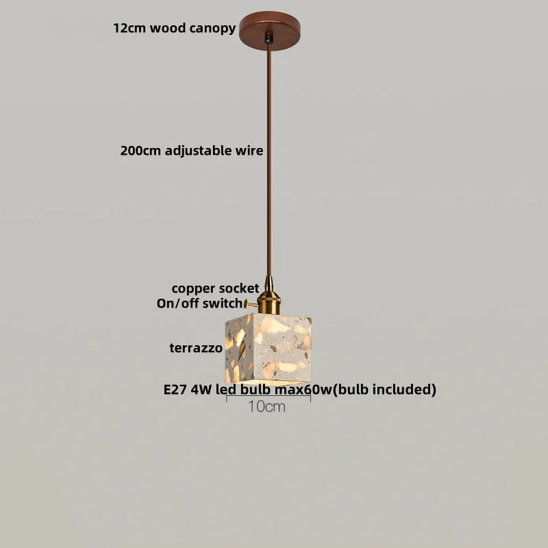 Afralia™ Terrazzo LED Pendant Light - Modern Nordic Wood Hang Lamp