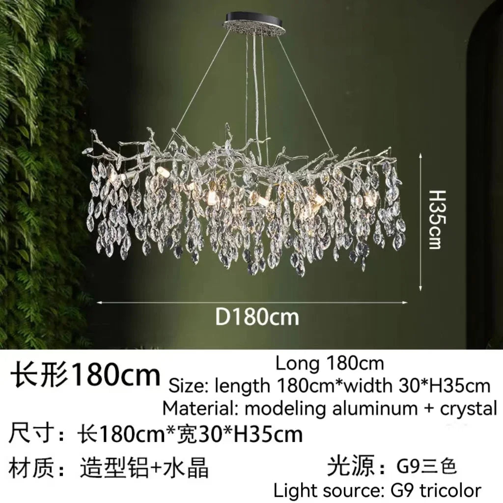 Afralia™ Golden Crystal Tree Ceiling Chandelier, Luxury Aluminum Art Fixture