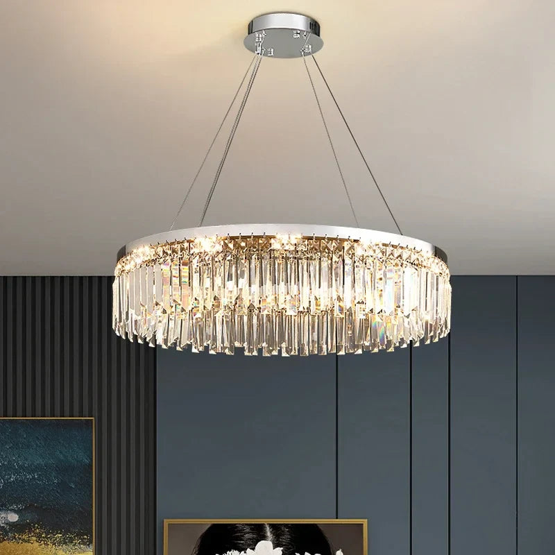 Afralia™ Modern Crystal Ceiling Chandelier - Stylish Round Art Lighting Fixture for Luxe Living Room