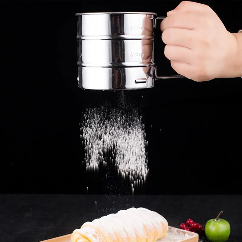 Afralia™ Stainless Steel Baking Flour Mesh Sieve Strainer - Kitchen Gadget for Cakes