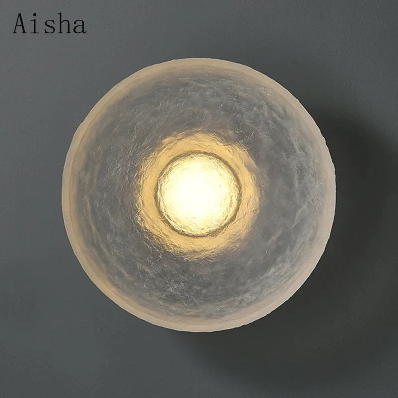 Afralia™ Round Clear Resin Wall Lamp LED Light for Living Room, Bedroom, Hotel