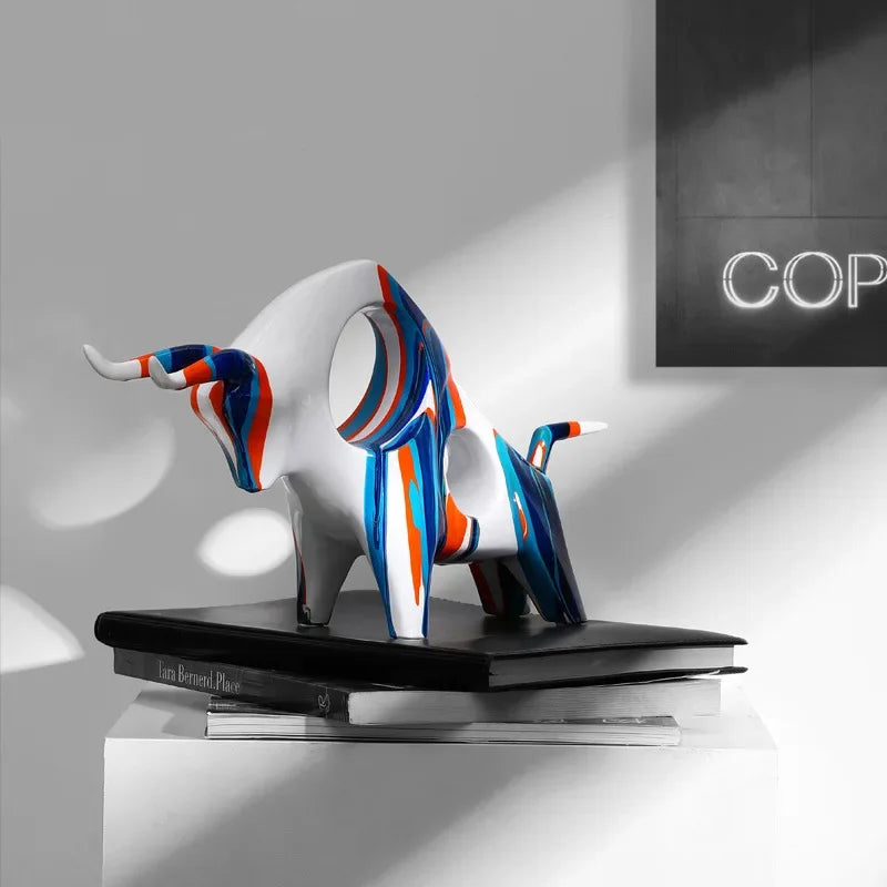 Afralia™ Modern Cow Sculpture TV Cabinet Decoration Crafts