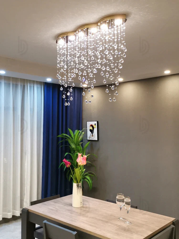 Afralia™ Water Drop Crystal Chandelier: Elegant Cafe & Bar Decor