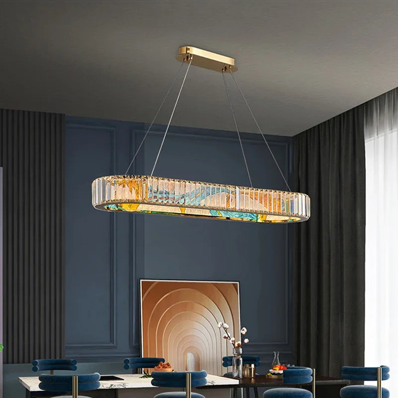 Afralia™ Circle Steel LED Pendant Chandelier, Modern Dimmable Lighting for Living Room Home Decor