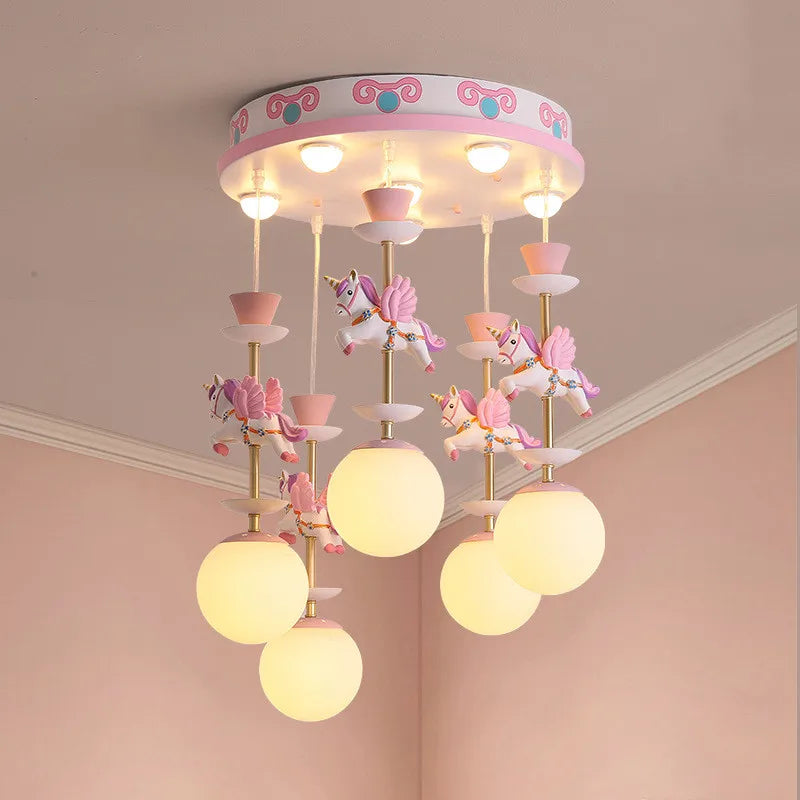 Afralia™ Modern Kids' Room LED Chandelier - Minimalist Carousel Design for Boys and Girls