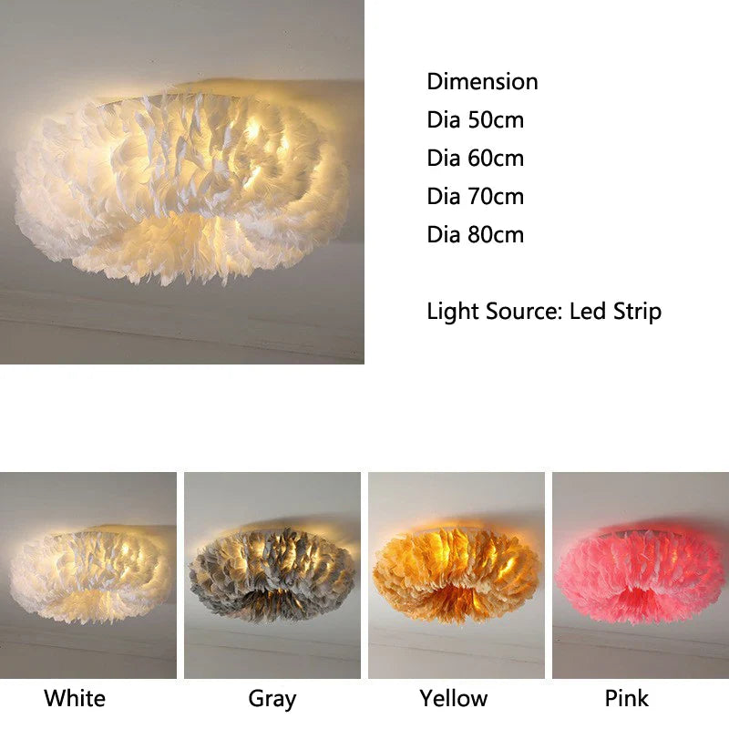 Afralia™ Feather Ceiling Lamp: Stylish Round DownLights with E27 Bulb for Home Decor