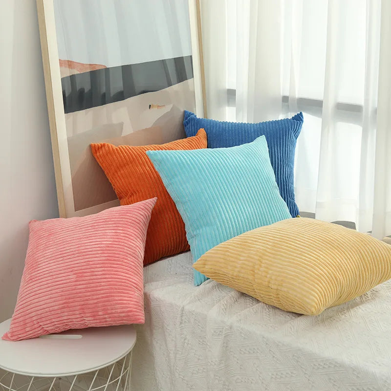 Afralia™ Corduroy Striped Cushion Cover 30-60cm Soft Comfortable Throw Pillow Case Home Decor