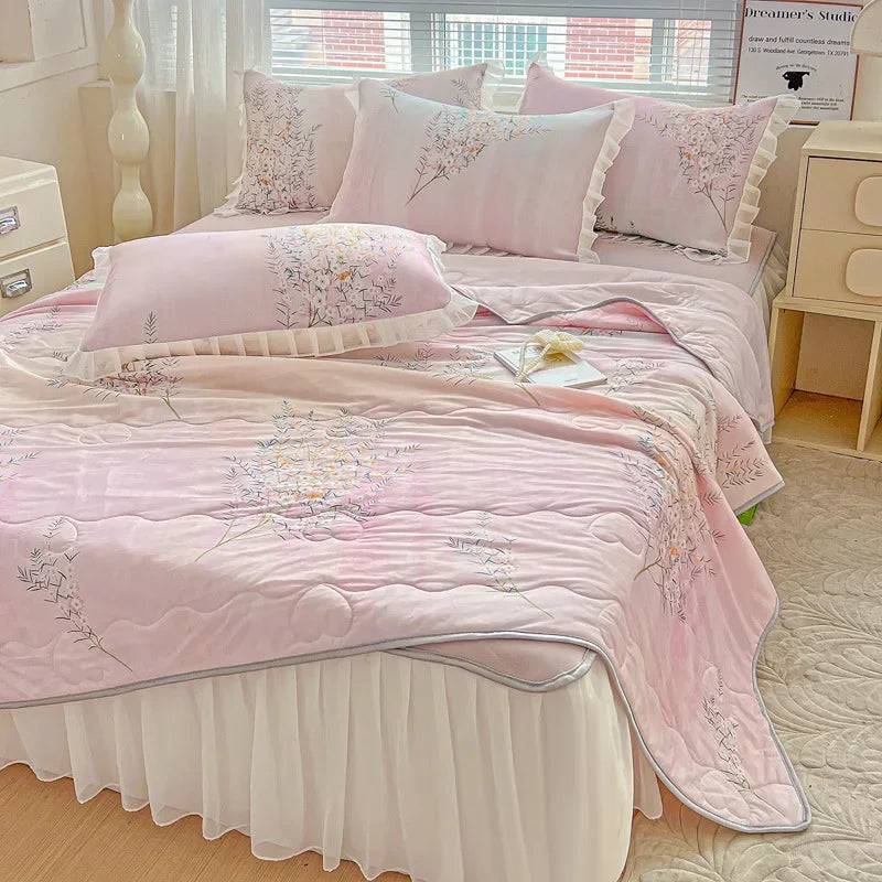 Afralia™ Floral Summer Cooling Quilt for Double Single Bed - Soft & Breathable