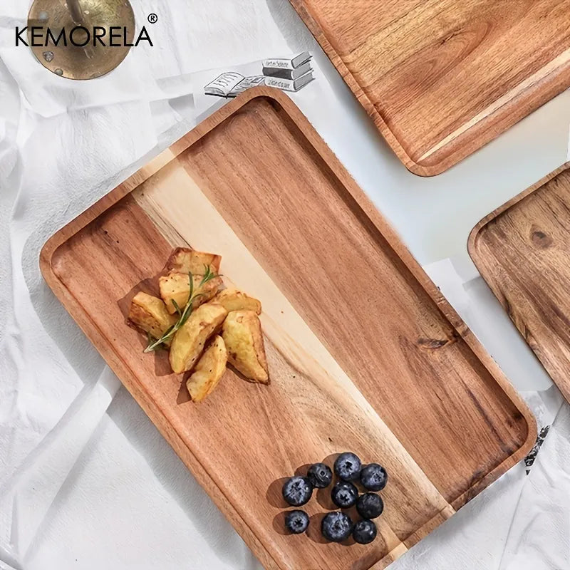 Afralia™ Acacia Wood Coffee Tray | Versatile Food Serving Tray for Desserts and Tea