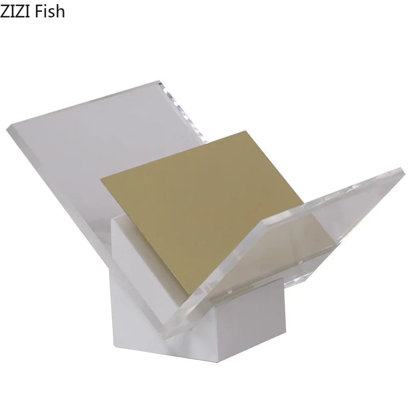 V-Shaped Transparent Book Rack on Marble Base by Afralia™: Minimalist Organizer Shelves