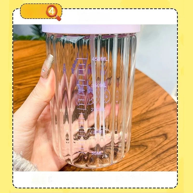 Afralia™ Pink Glass Cup 500ml with Straw - Kitchen & Tea Drinkware