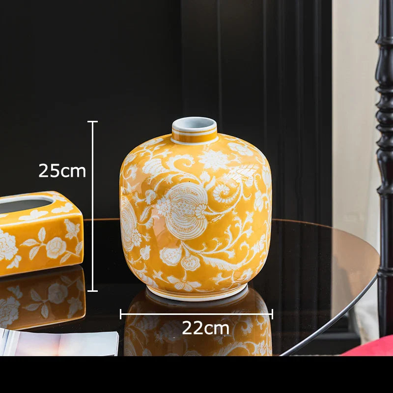 Blue & White Porcelain Vase with Flower & Bird Patterns by Afralia™: Elegant Table Decoration & Plant Pot