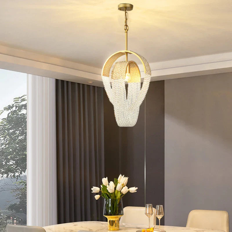 Afralia™ Tassel Crystal Chandelier: High-end LED Lighting for Dining Room & Bedroom