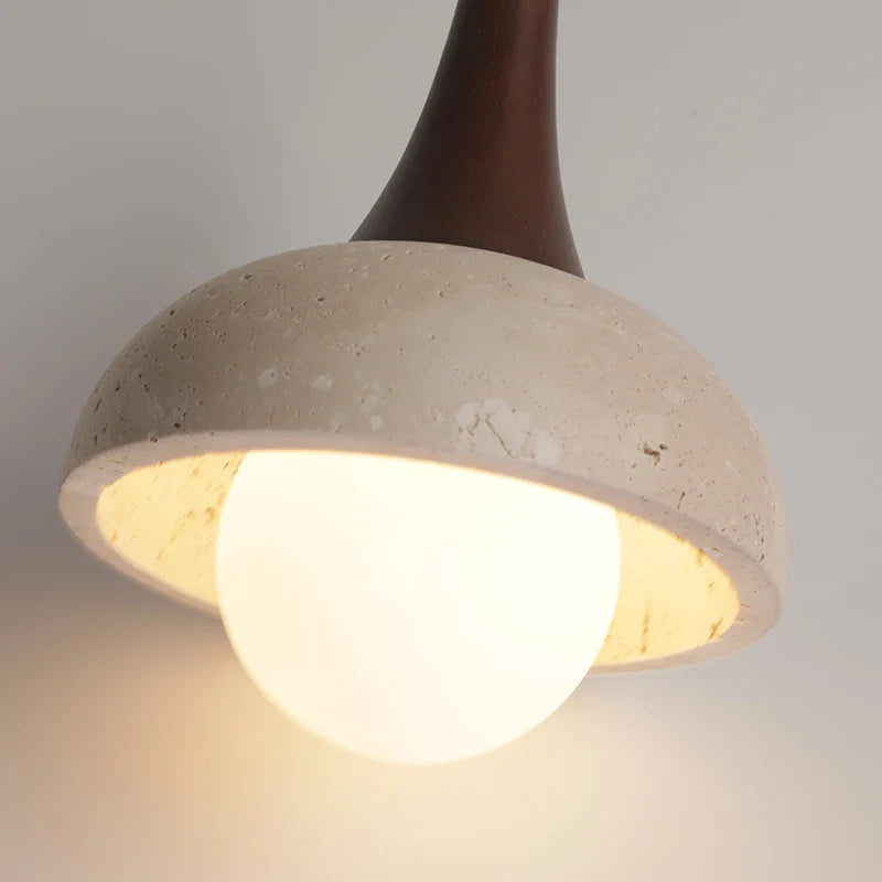 Afralia™ Stone LED Pendant Lamp: Yellow Travertine Mid Century Modern Hanging Lighting