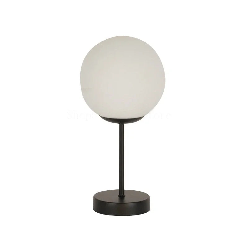 Afralia™ White Glass Ball LED Table Lamp for Living Room, Bedroom, Offices & Learn Reading