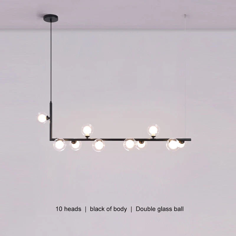Afralia™ Glass Black Chandelier Pendant Lamp Nordic Modern Living Room Light