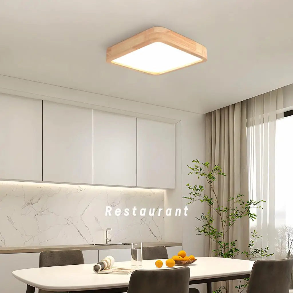 Afralia™ Nordic Wooden LED Ceiling Light Modern Acrylic Lampshade Fixture