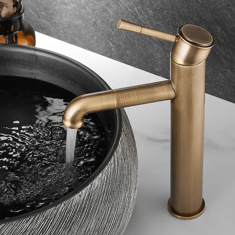 Afralia™ Bronze Basin Faucet: Hot & Cold Brass Sink Faucet, Rotating Mixer Tap