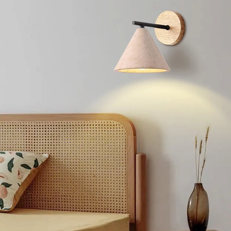 Afralia™ Iron Yellow Travertine Wall Lights, Pull Chain Switch, LED Sconce for Bedroom, Bathroom.