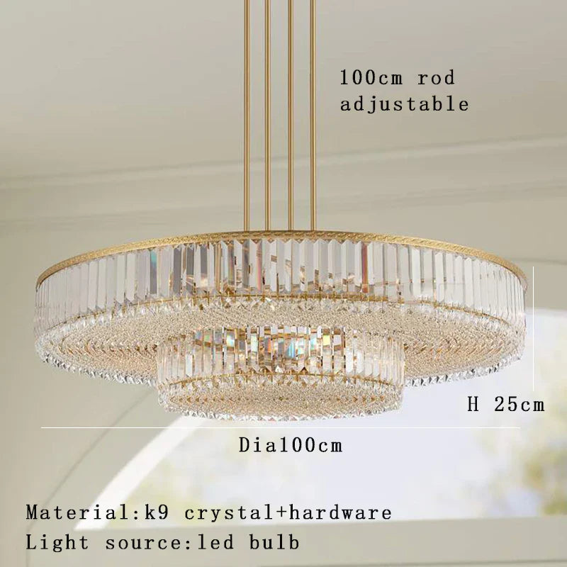 Afralia™ Gold Crystal LED Multi-layer Pendant Lights for Living Room Bedroom Decoration