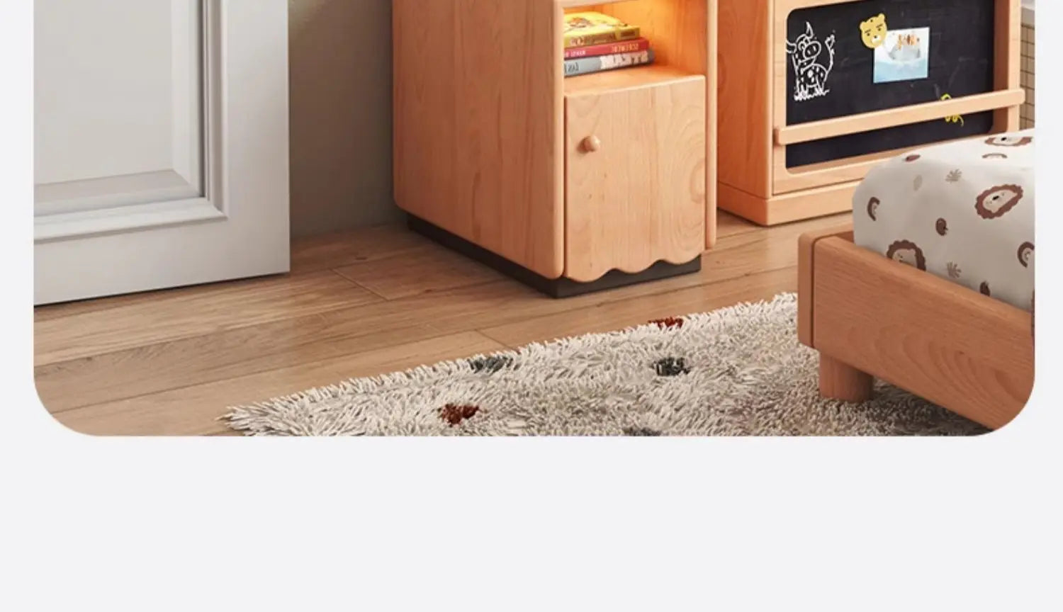 Afralia™ Solid Wood Bedside Cabinet with Integrated Clothes Rack and Lights