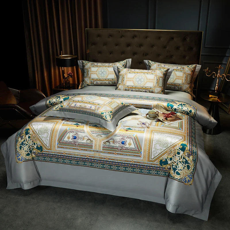 Afralia™ Luxury Vintage Bedding Set, 1000TC Egyptian Cotton, Silky Satin, Bohemia Duvet Cover