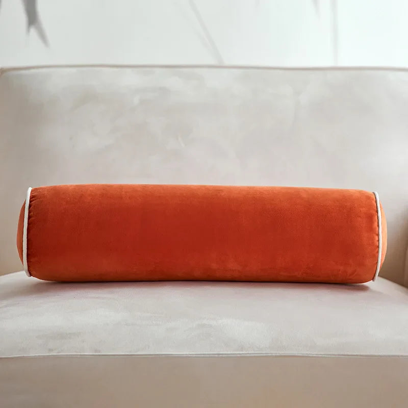 Afralia™ Velvet Candy Body Pillow Flannel Rolled Edge Solid Color Waist Cushion