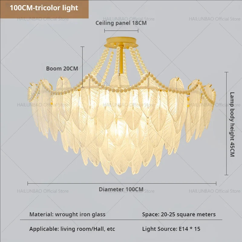 Afralia™ Modern Feather Glass Chandelier for Elegant Living Spaces