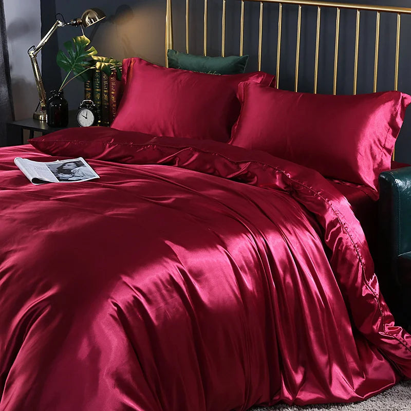 Afralia™ King Size Silk-Blend Duvet Cover Set with Pillowcases
