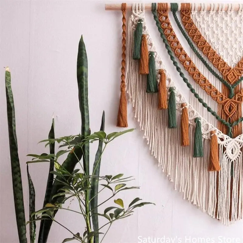 Bohemia Macrame Tassel Tapestry by Afralia™ - Handwoven Cotton Rope Wall Decor