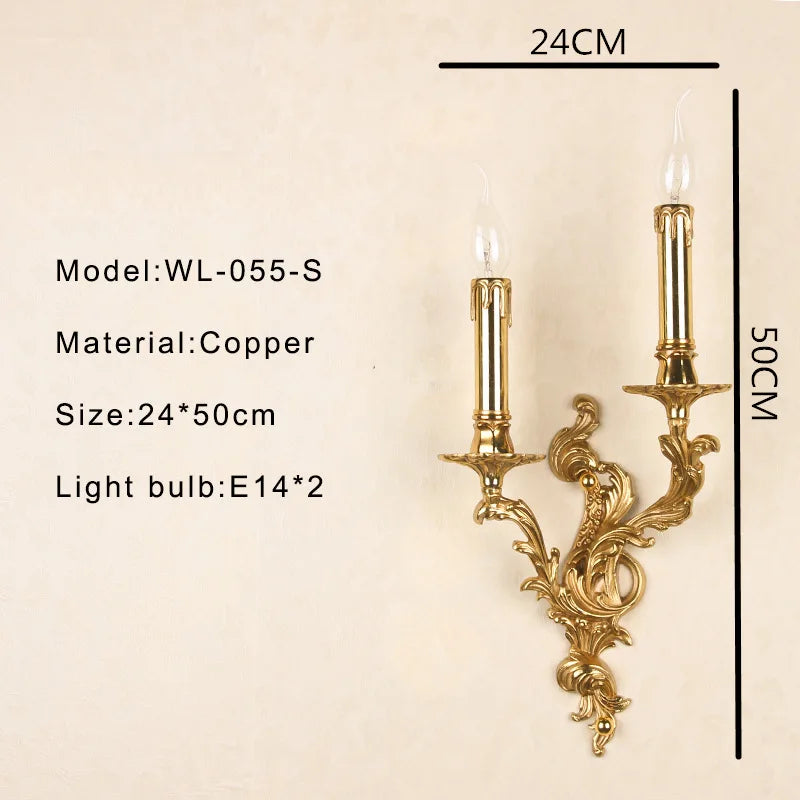 Afralia™ Antique Brass Wall Sconces French Vintage Royal Lamp Nordic Rococo Lighting