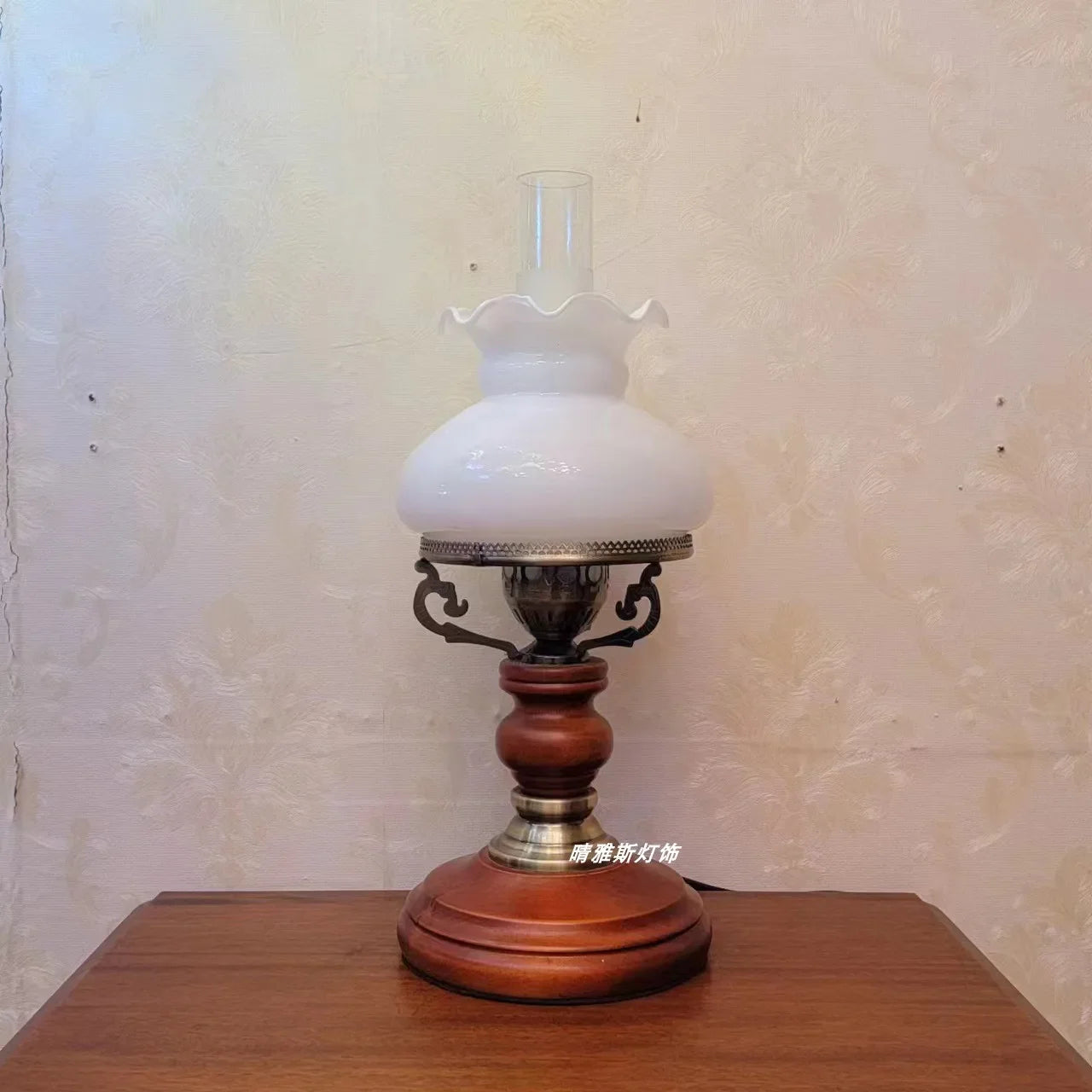 Afralia™ Vintage Solid Wood Desk Lamp for Living Room, Bedroom, and Study