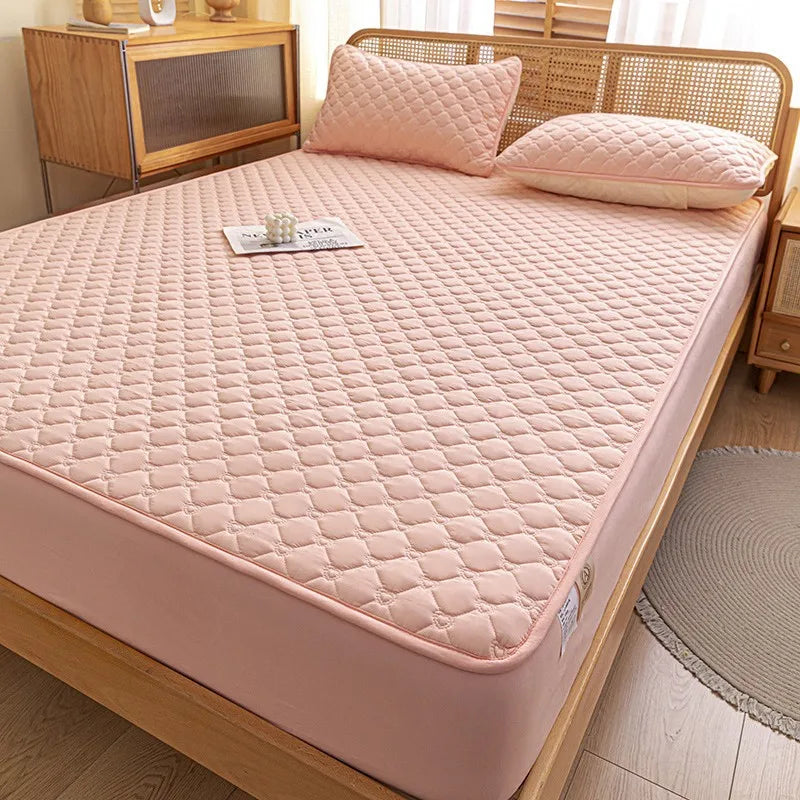 Afralia™ Waterproof Quilted Mattress Cover - Non-Slip Solid Color Bed Sheet
