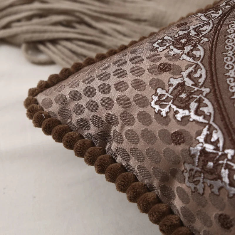Afralia™ Floral Jacquard Pouf Cushion Cover, 48*48, Plush Sofa, Bedroom Pillow Case