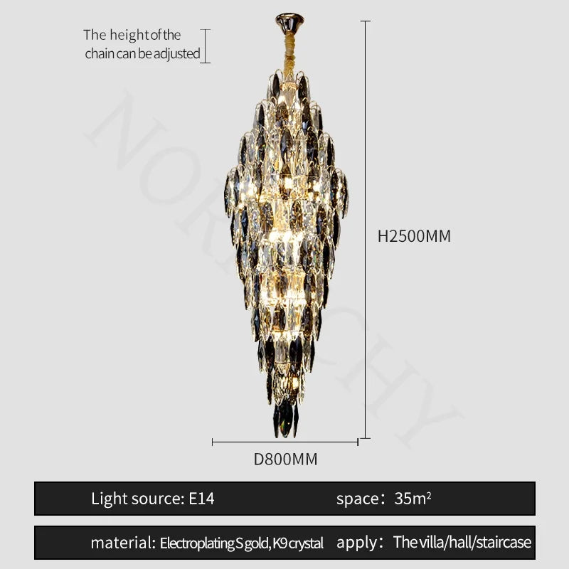 Afralia™ European Crystal Duplex Chandelier for Hotel Lobby Staircase & Villa Living Room
