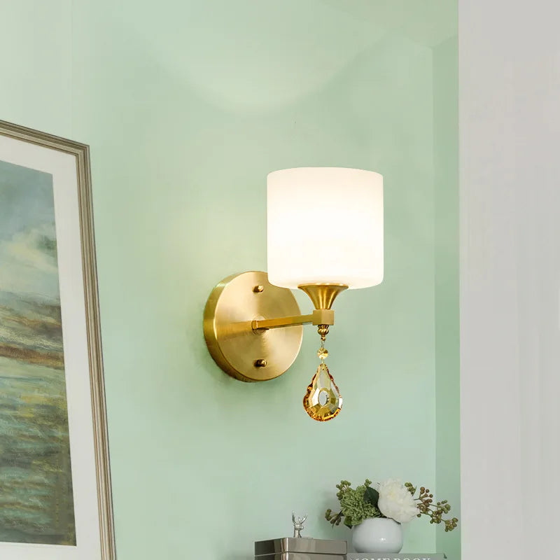 Afralia™ Crystal Copper Wall Lamp for Living Room, Bedroom, and Study