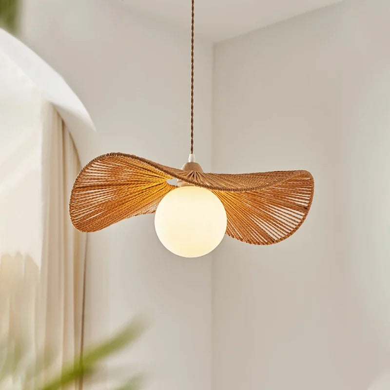 Afralia™ Rattan Chandelier: Nordic Minimalist Wabi Sabi LED Pendant Lamp for Home Décor