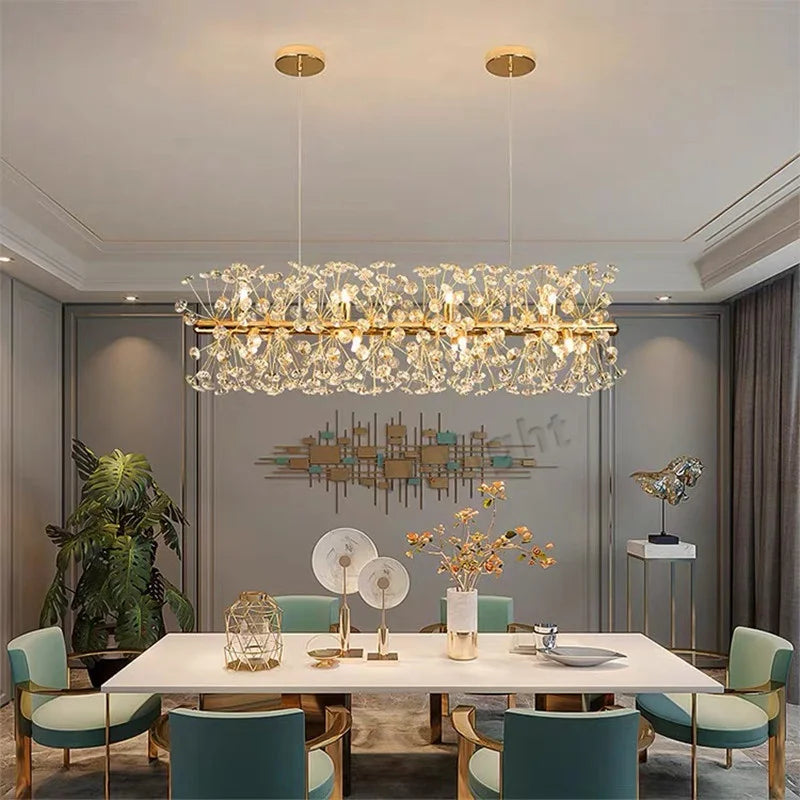 Afralia™ Gold Crystal Chandelier: Luxury LED Hanging Lamp for Living and Dining Room
