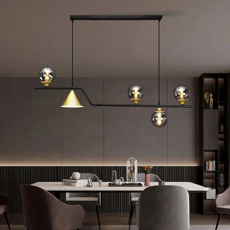 Afralia™ Linear Hanging Lamp Minimalist Chandelier Modern Nordic Dining Table Lantern