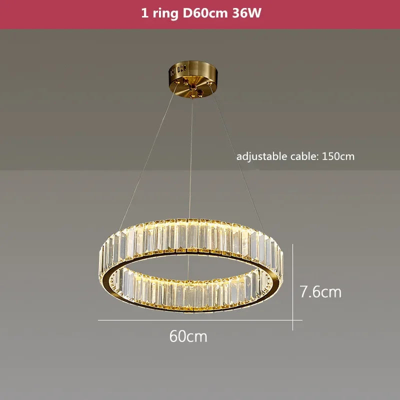 Afralia™ Crystal LED Chandelier: Modern Steel Pendant Lighting for Luxurious Foyer Decor