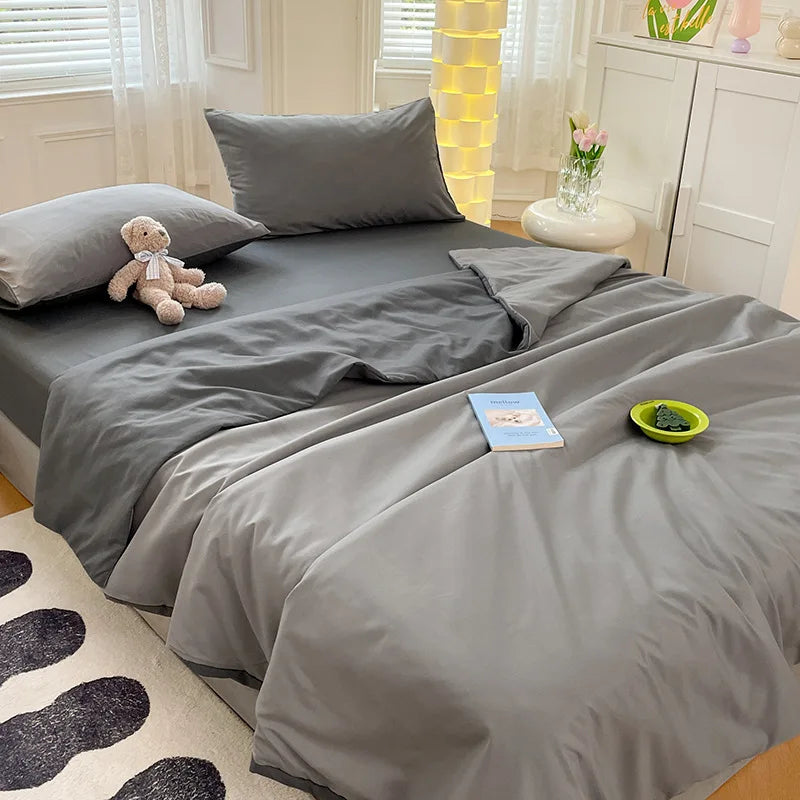 Afralia™ Solid-Color Quilted Bedding Set: Dual Purpose Summer Quilt or Duvet Cover