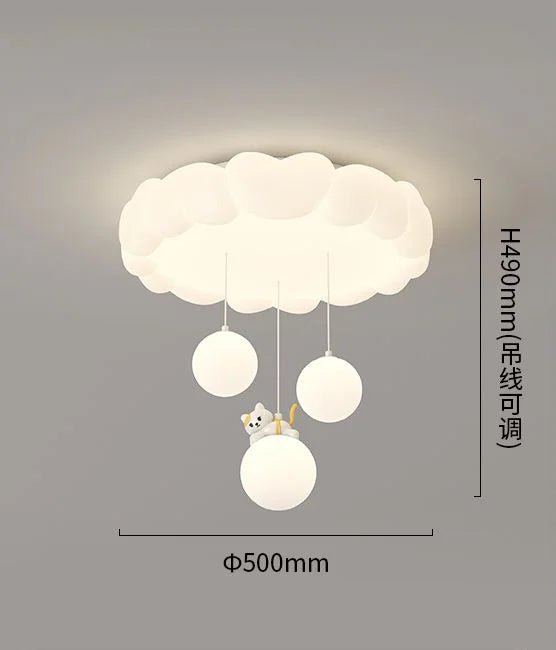 Afralia™ LED Bubble Cloud Rabbit Ceiling Light - Cream Style Warm Lighting for Children's Room