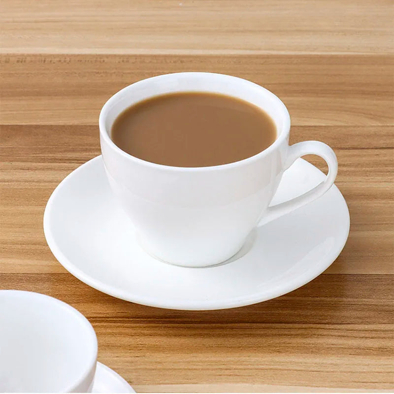 Afralia™ Ceramic Espresso Cup Set with Saucer | White Porcelain Coffee Mug