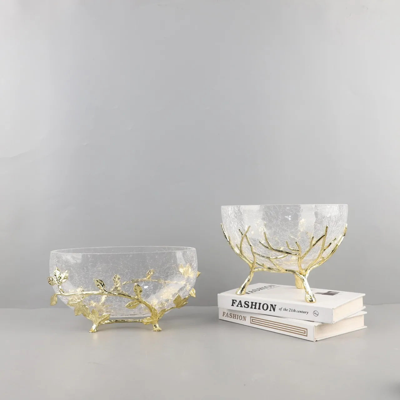 Afralia™ Golden Branch Glass Fruit Plate: Stylish Home Storage Container & Decor Accessory