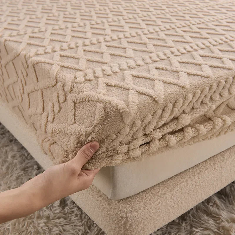 Afralia™ Cozy Tafu Fleece Queen Bed Sheet with Elastic Band