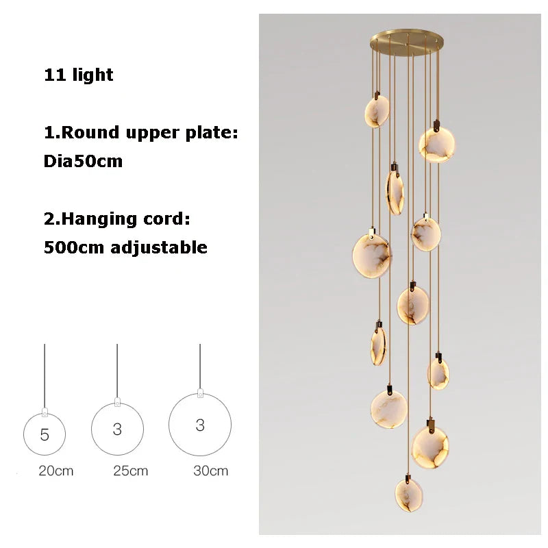 Afralia™ 2025 Art Deco Marble Golden Lustre LED Chandelier Lighting